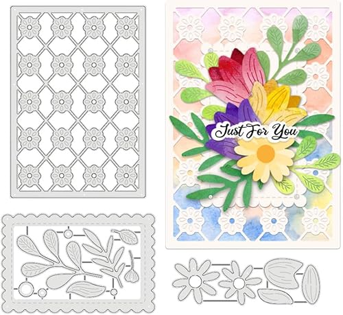 BENECREAT 3 troqueles de corte de flores, plantillas de corte de fondo de flores, plantillas decorativas en relieve para álbumes de recortes, álbum