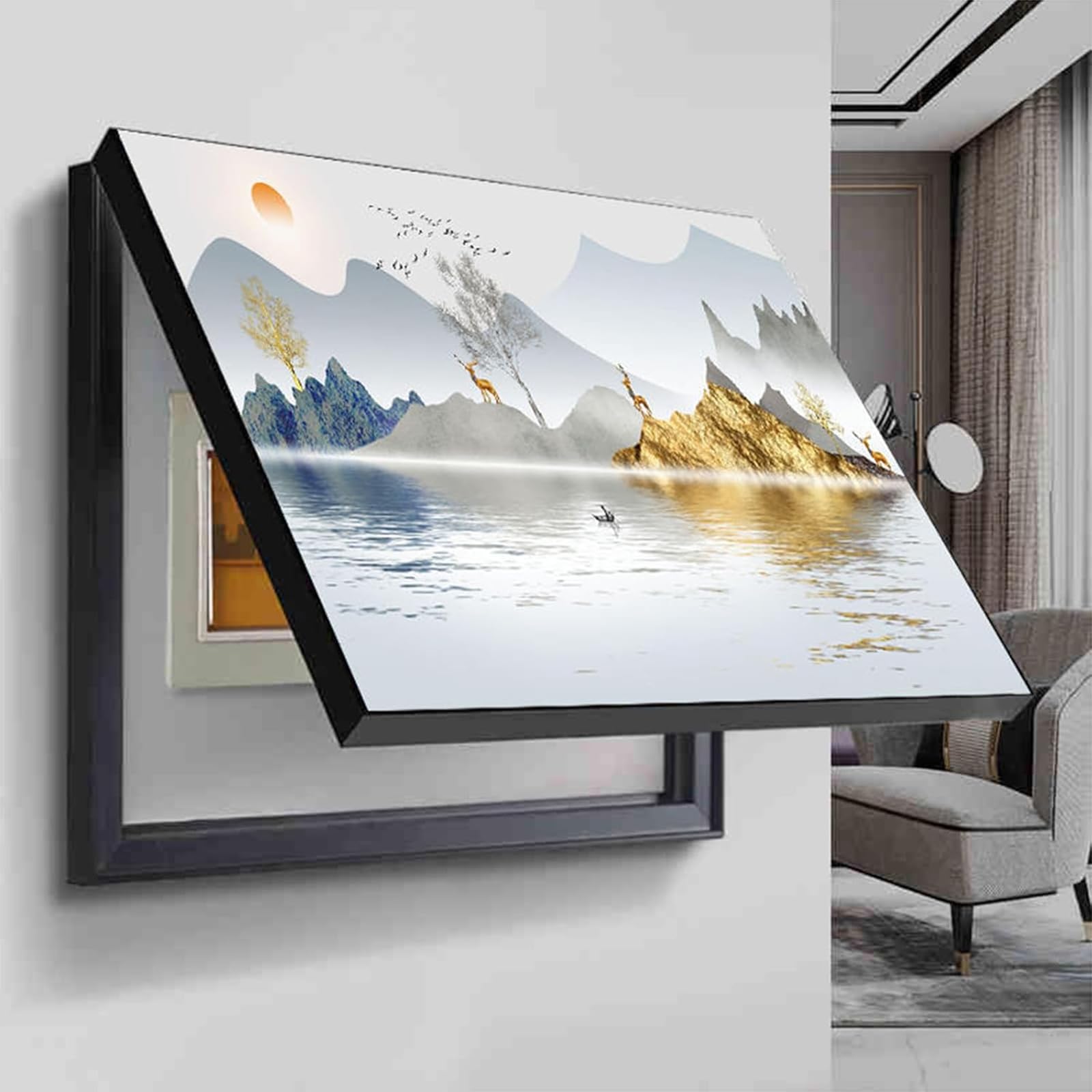 Copertura per contatore elettrico, decorazione da parete per interni, design staccabile per casa, stile moderno, 50 x 40 cm, facile installazione