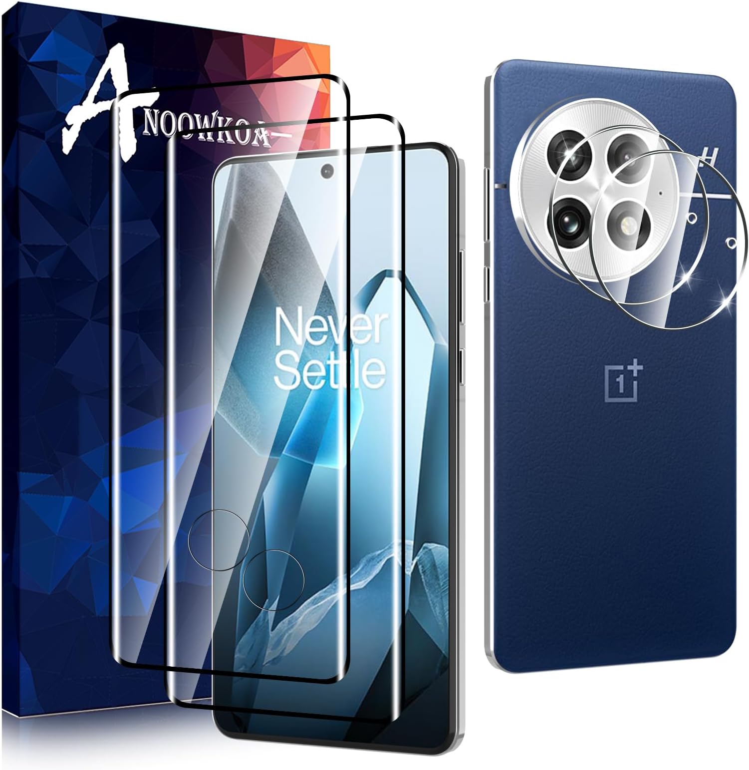 Anoowkoa 2+2 Pack for OnePlus 13 5G Screen Protectors and Camera Lens Protectors Guard Tempered Glass Film, Anti Fingerprints Protective FilmClimatePartner certified