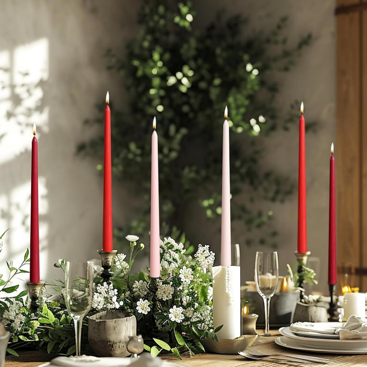 10'' Taper Candles, Set of 4 Gradient Red Candles Pink Candles Tapered Candles - Image 4