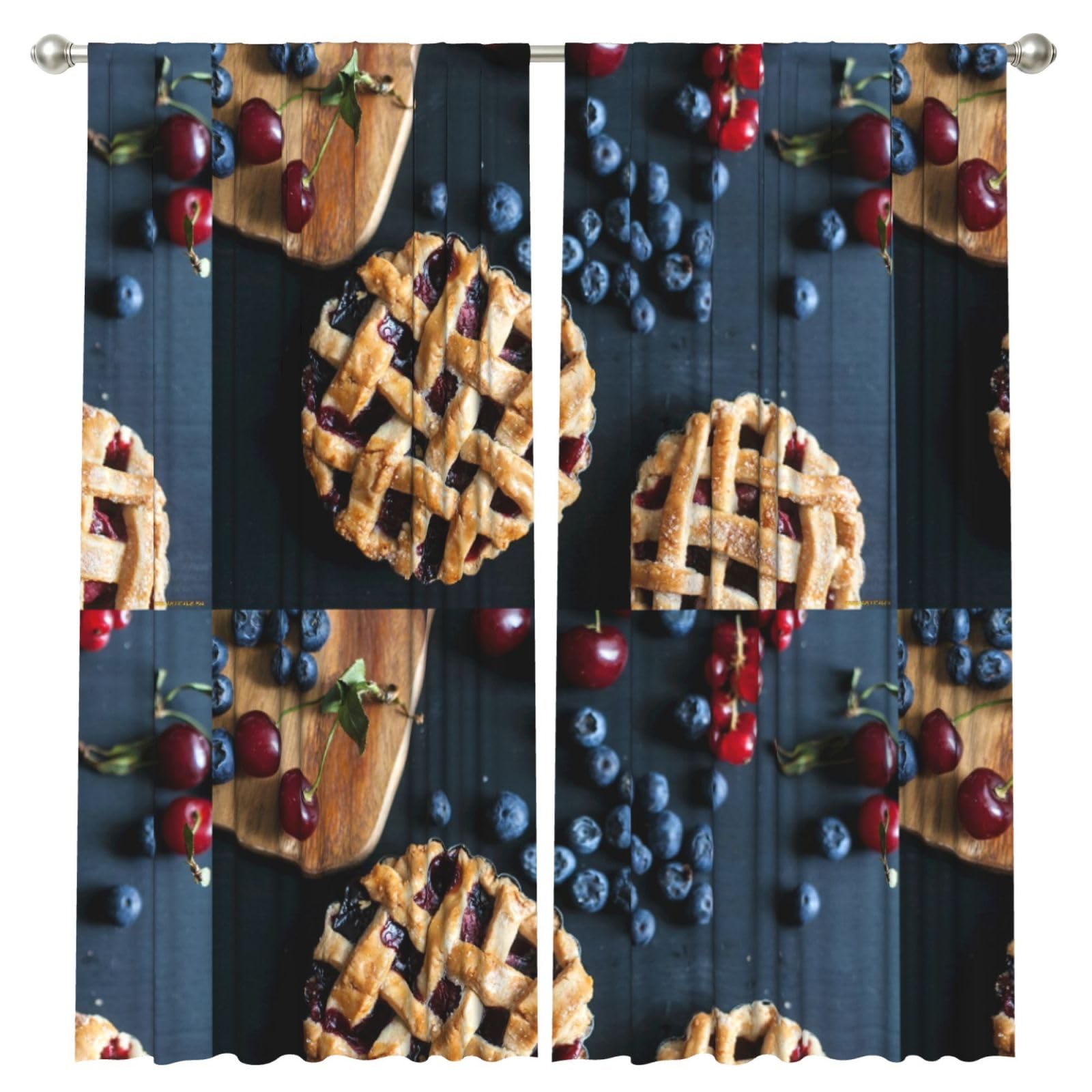 InOmak Berry Pie, 2 Panels Window Curtains 52 x 84 Inch Blackout Curtains for Living Room Bedroom