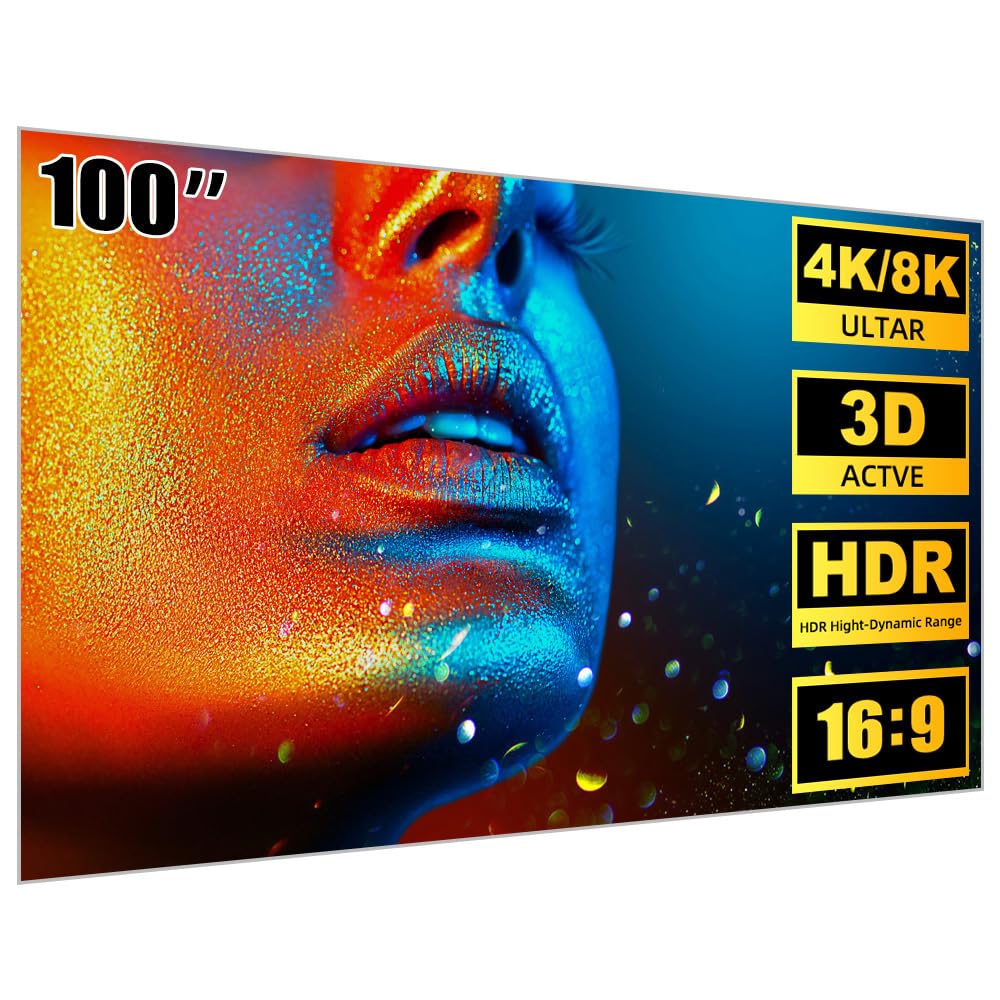 100 Polegadas Tela para Projetor Bettdow, 16:9 Tela Projetor, HD/4K Nítida Sem Reflexos