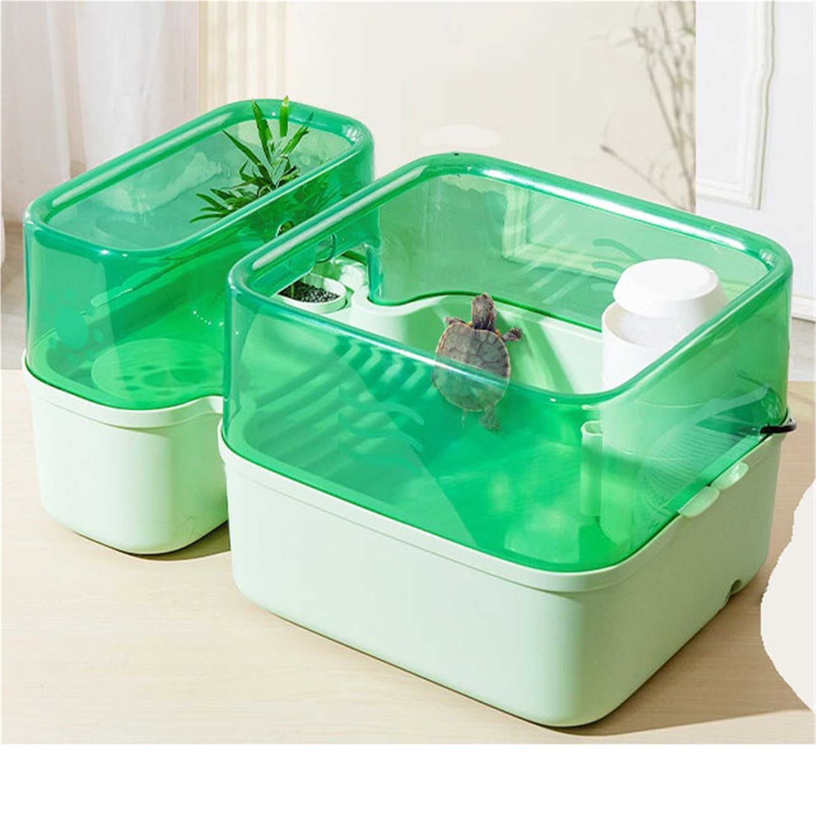 Acuario para Tortugas Tanque de alimentación Tortugas con Drenaje Doble Capa for separación(Pequeño)