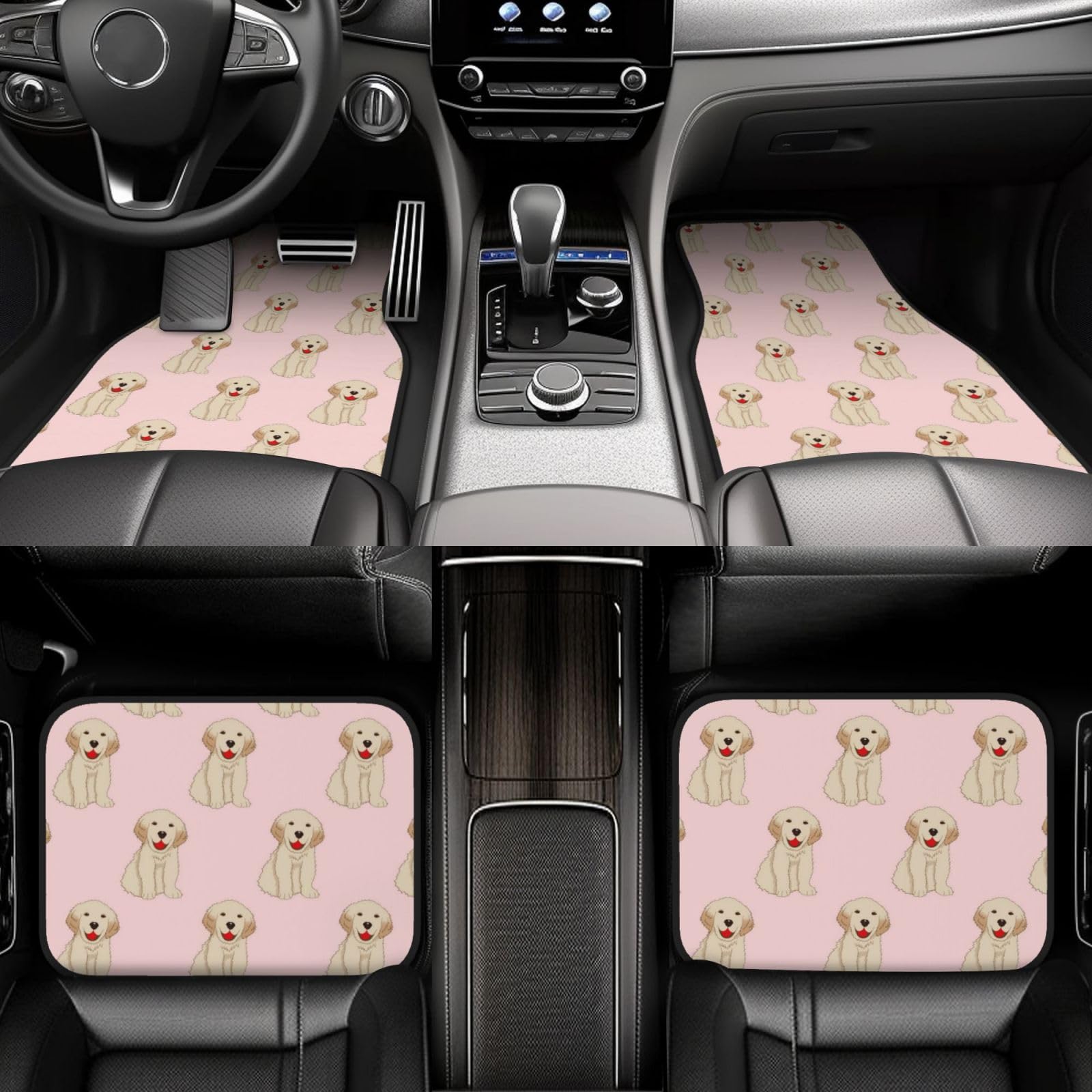Labrador Golden Retriever Hund, 4er-Set Auto-Fußmatten, Neopren-Fußmatten für Fahrzeuge, rutschfeste Auto-Fußmatten, Autozubehör