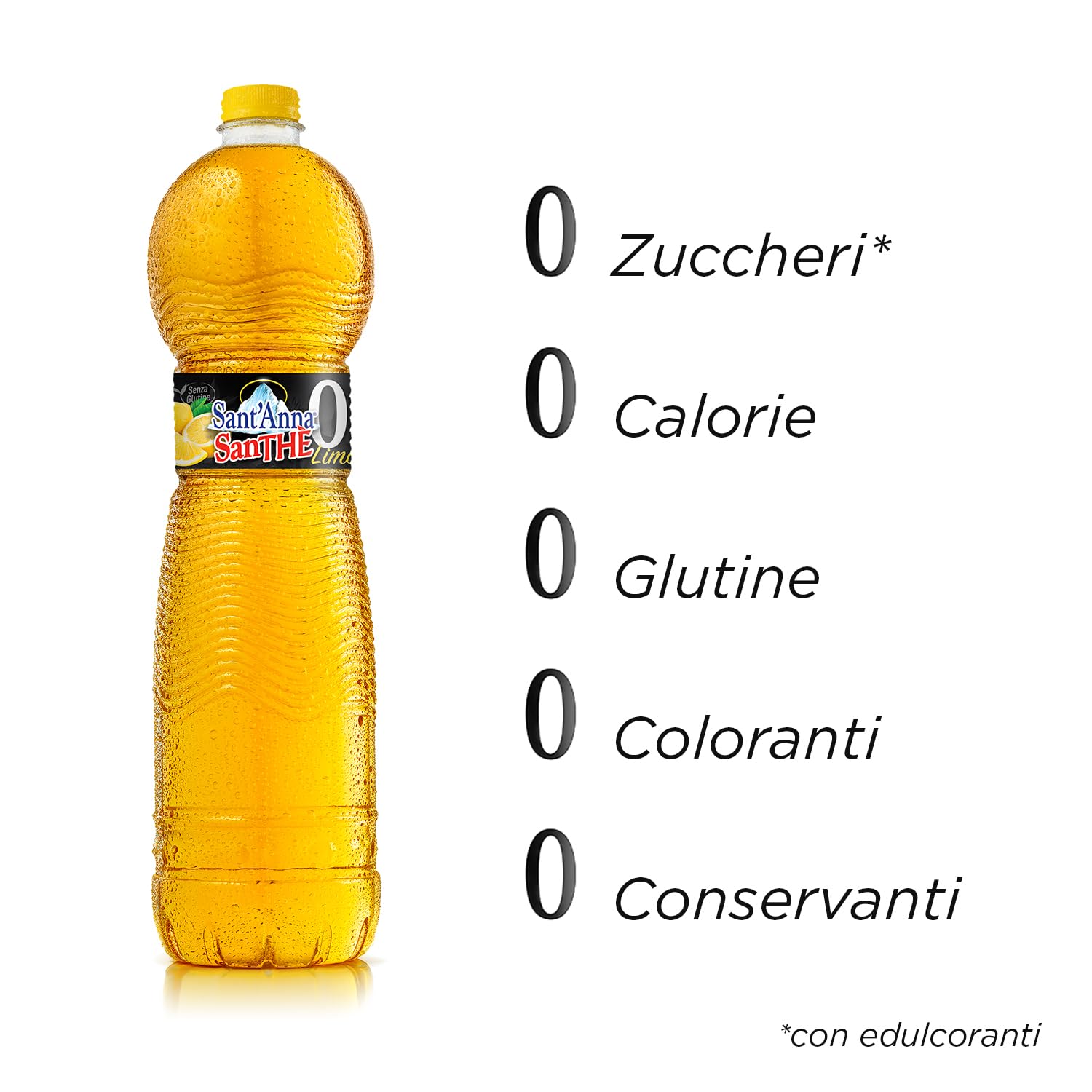 Sant'Anna SanThè Zero 1,5L Gusto Limone | Pack 3 Confezioni da 6 Bottiglie di Vero Infuso di Thè in Acqua Sant'Anna | Zero Zuccheri, Zero Calorie, Zero Glutine