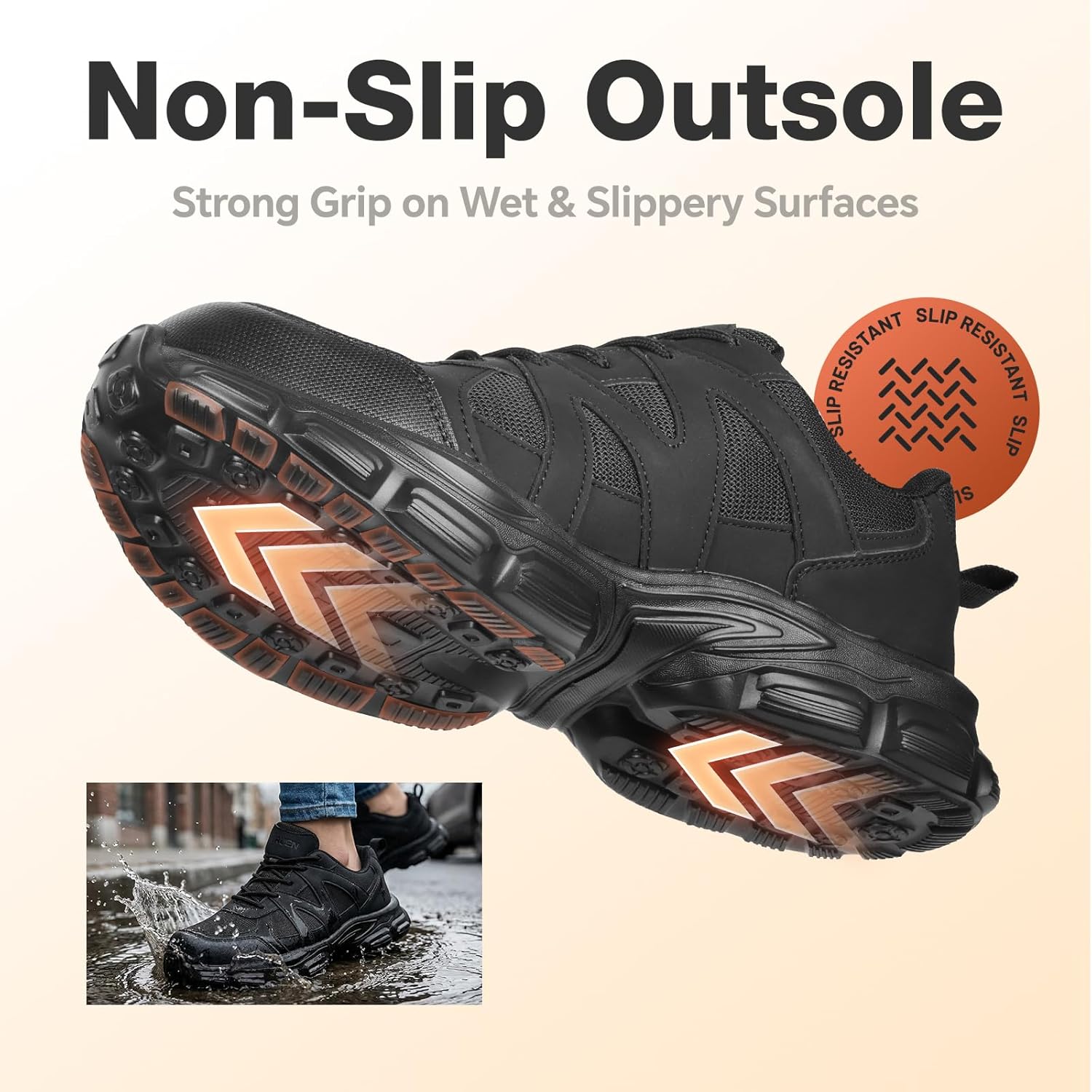 Furuian Steel Toe Shoes for Men Women Lightweight Breathable Safety Sneakers Comfortable Non Slip Work Tennis Shoes Indestructible Composite Toe Construction Sneakers