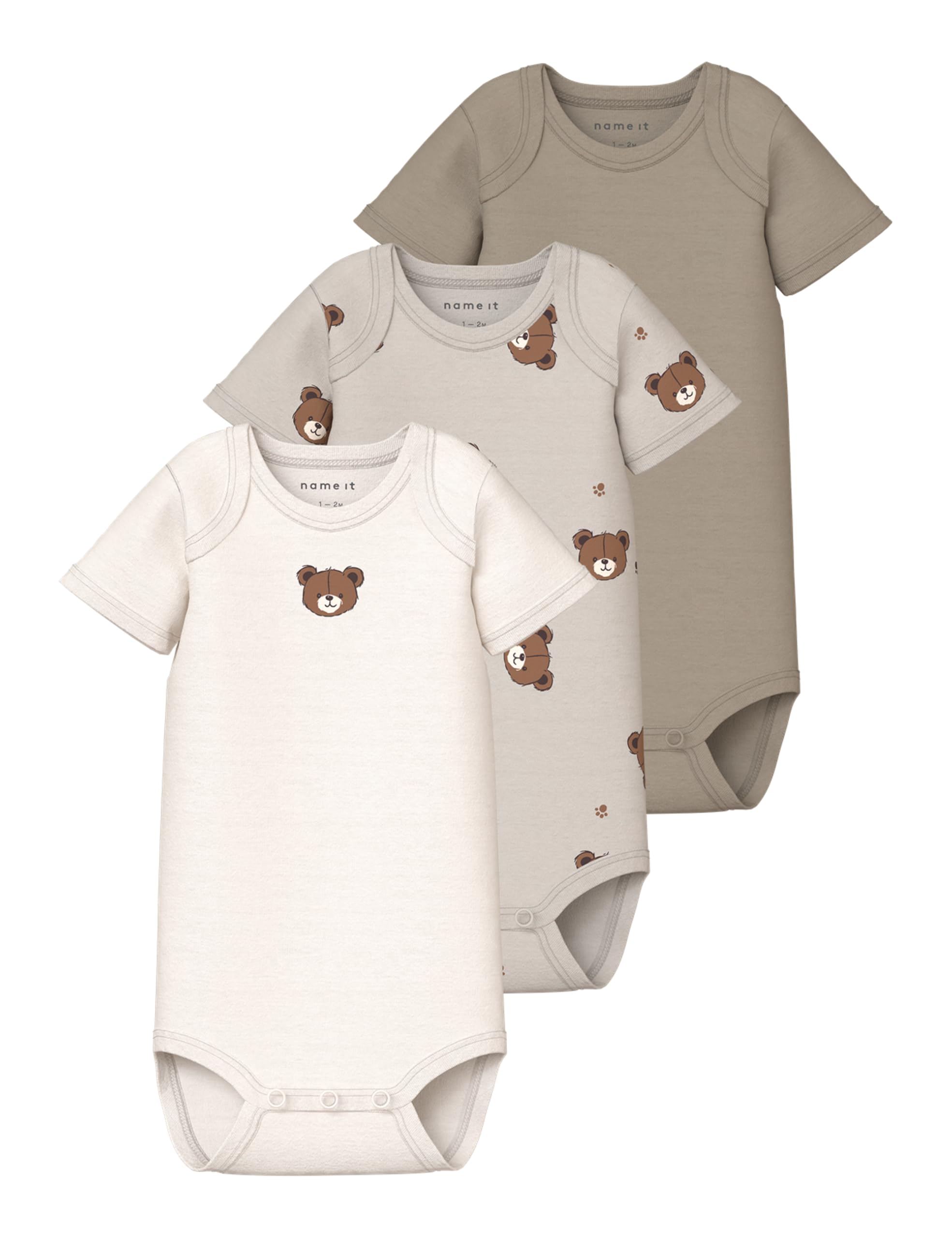 NAME IT Unisex Nbnbody 3P Ss Pumice Bear Noos