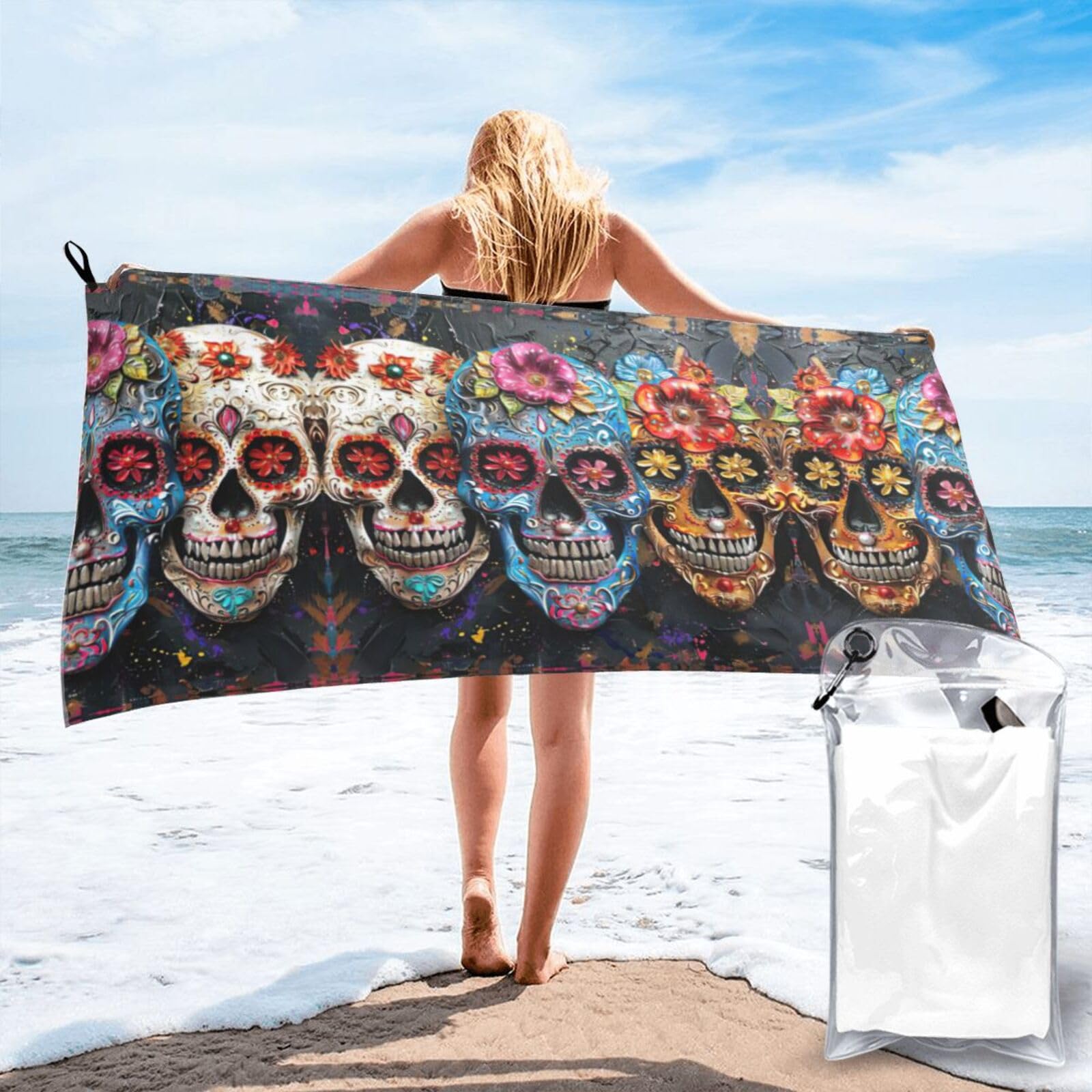 Serviette légère calavera pour camping et randonnée active