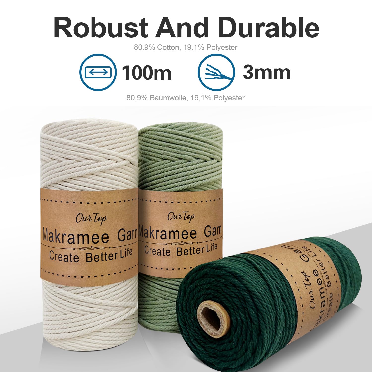 Premium Macramégaren, Macramé Koord, Garen Voor Doe Het Zelf