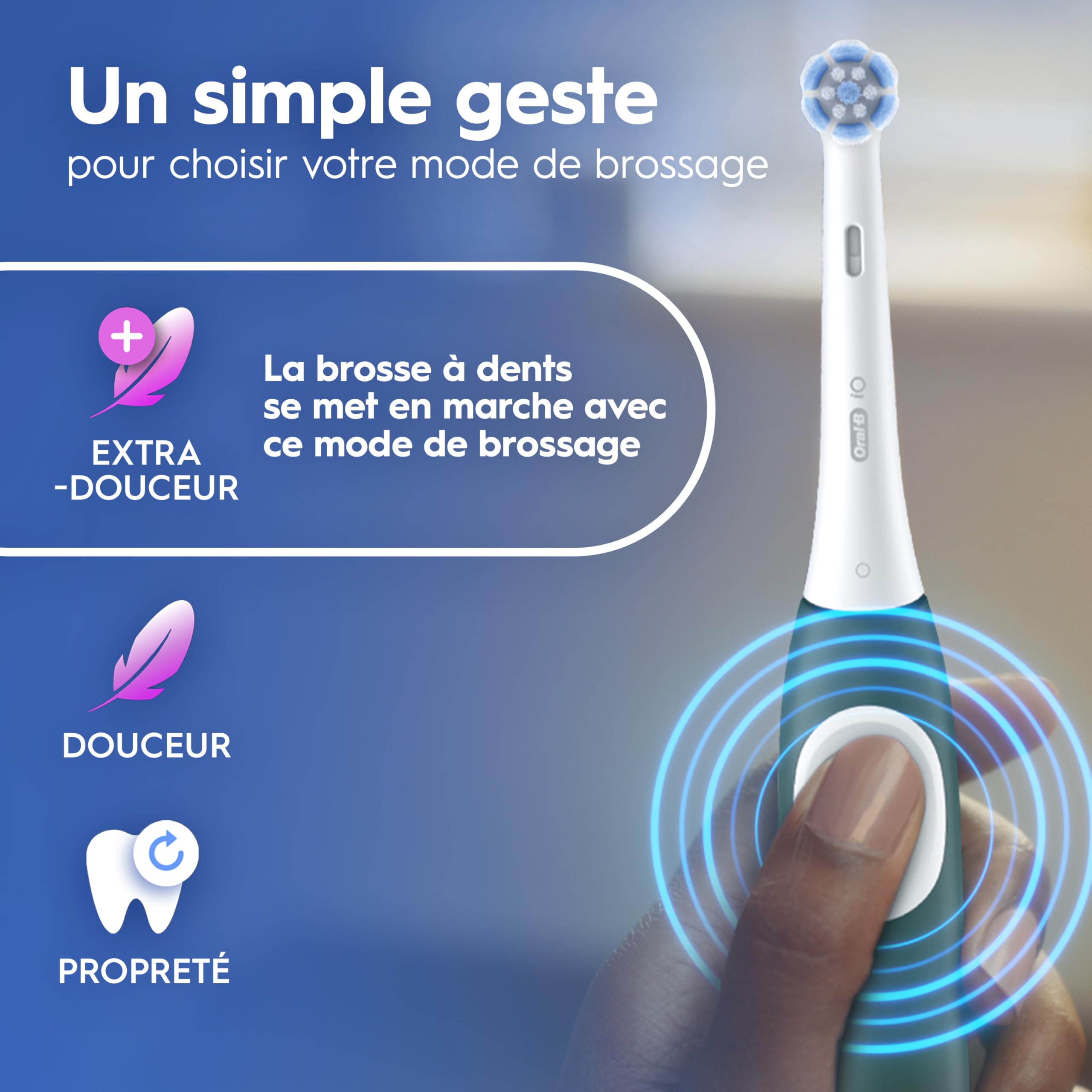 Oral-B Brosse à Dents Electrique iO 2 avec 1 Brossette de Rechange, Vert Forêt – 3 Modes de Brossage dont Douceur, Capteur de Pression sur les Gencives, Batterie Rechargeable, Silencieuse, avec Etui