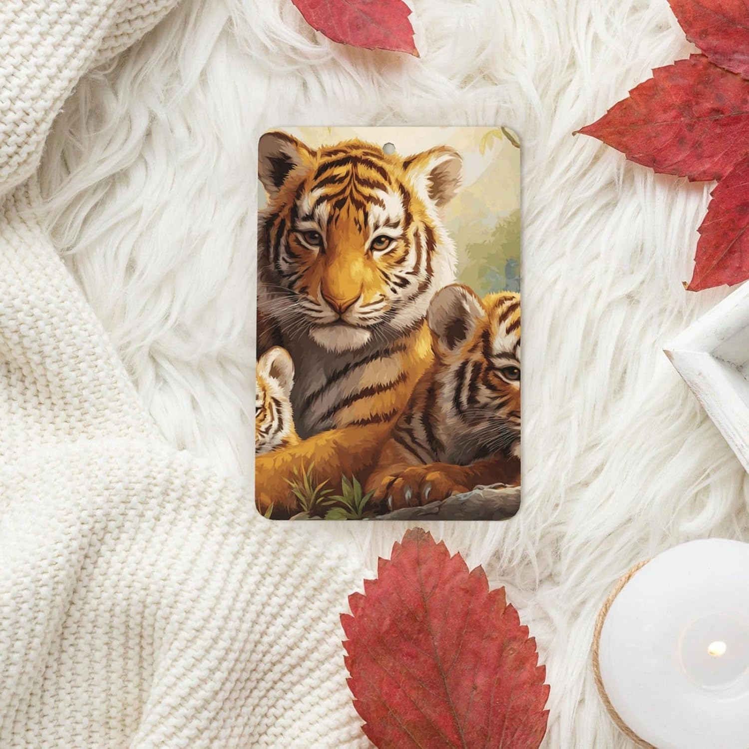 Car Air Freshener 24 PCS Jungle Tigers Cub Hanging Car Air Fresheners Auto Interior Decor Card Freshener Strong Scented Card Lavender Cars Scents for Office Bedroom Close Drawer Rectangle