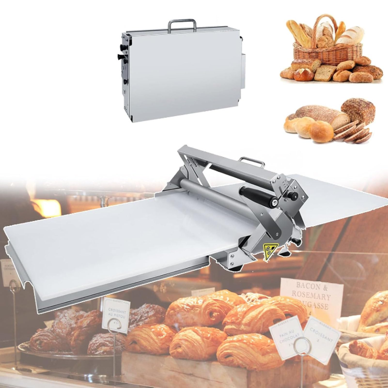 Macchina manuale di Sheeter della pasta per la cottura della pasticceria del croissant con il grande bordo