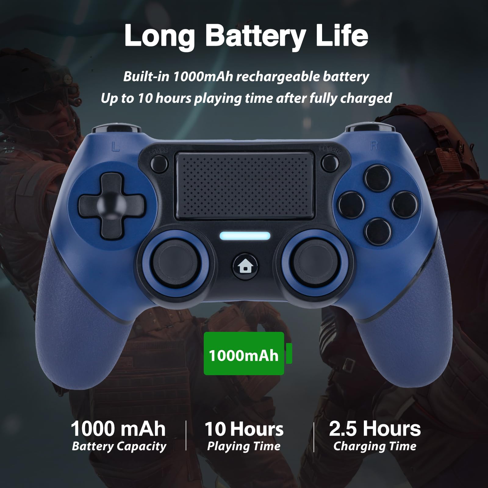 VooFun Wireless Controller per PS4 Pro Slim, Bluetooth con Vibrazione, Touchpad, Sensore 6 Assi, 1000mAh