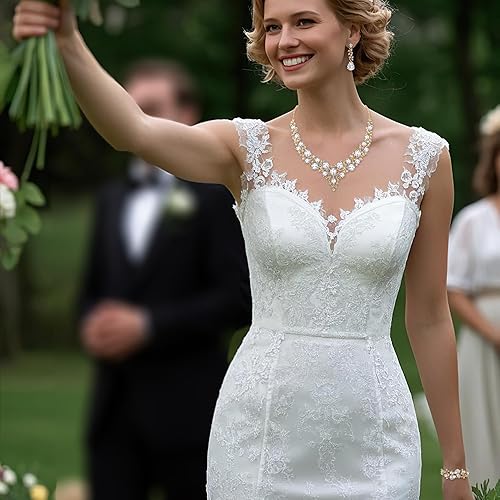 Miniatura 3 de BriLove - Juego de joyas de boda con cristales austriacos, collar, aretes y pulsera para mujer