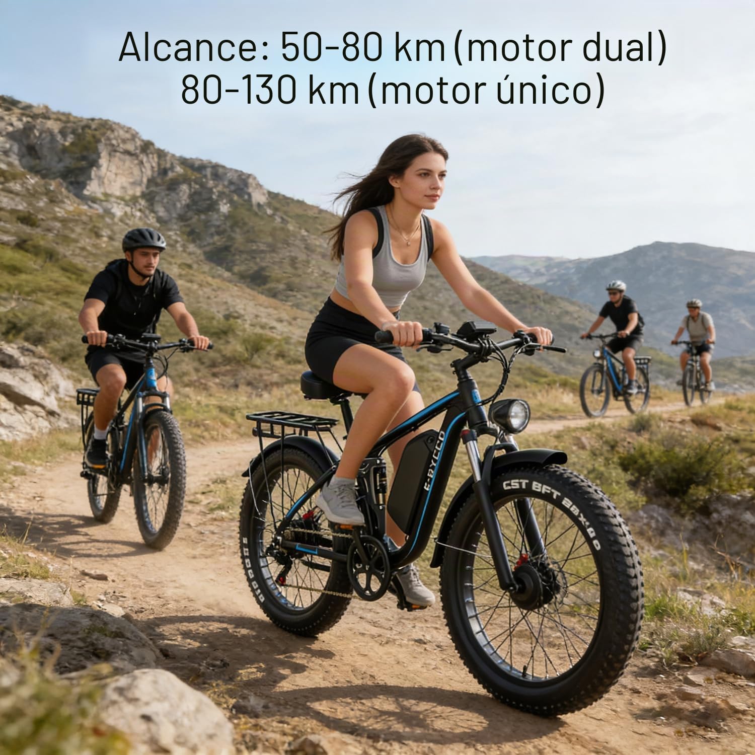Bicicleta eléctrica para adultos EB7PRO, batería extraíble de 23 Ah, doble motor de 52 V, neumáticos de 26 x 4 pulgadas para moto de montaña, nieve, lanzadera, bicicleta todo terreno, freno de disco.