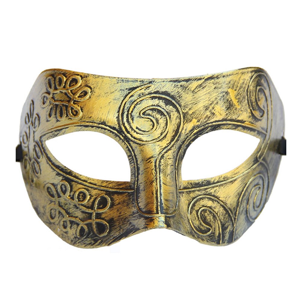 Coxeer Gladiator Halloween Party Facial Masquerade Mask (Gold)