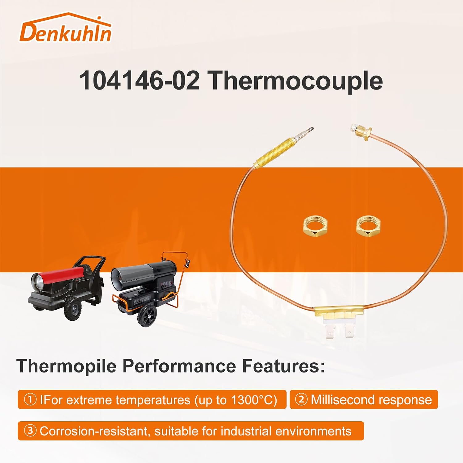 104146-01 Thermocouple 18 Inch for Reddy Master Dayton Heater 104146-02 Replacement for Desa LP and Natural Gas Heaters (2/Pack)