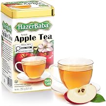HazerBaba Turkish Apple Tea Powder Instant Drink, 8.8 oz(Pack of 1) | Water Flavoring Tin Drink Mix Box, Cold Ice Tea, Hot Sweet Tea Beverages, Water Enhancer, Apple Juice Box, Caffeine Free