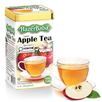 Hazer Baba Instant Drink Mix with Apple Flavor, Tin Box, 8.8 oz Pack of 1,Fruity Natural Powder, Quick Hot or Cold, Water Enhancer, Juice, Smoothie, Vegan, Halal, Kosher