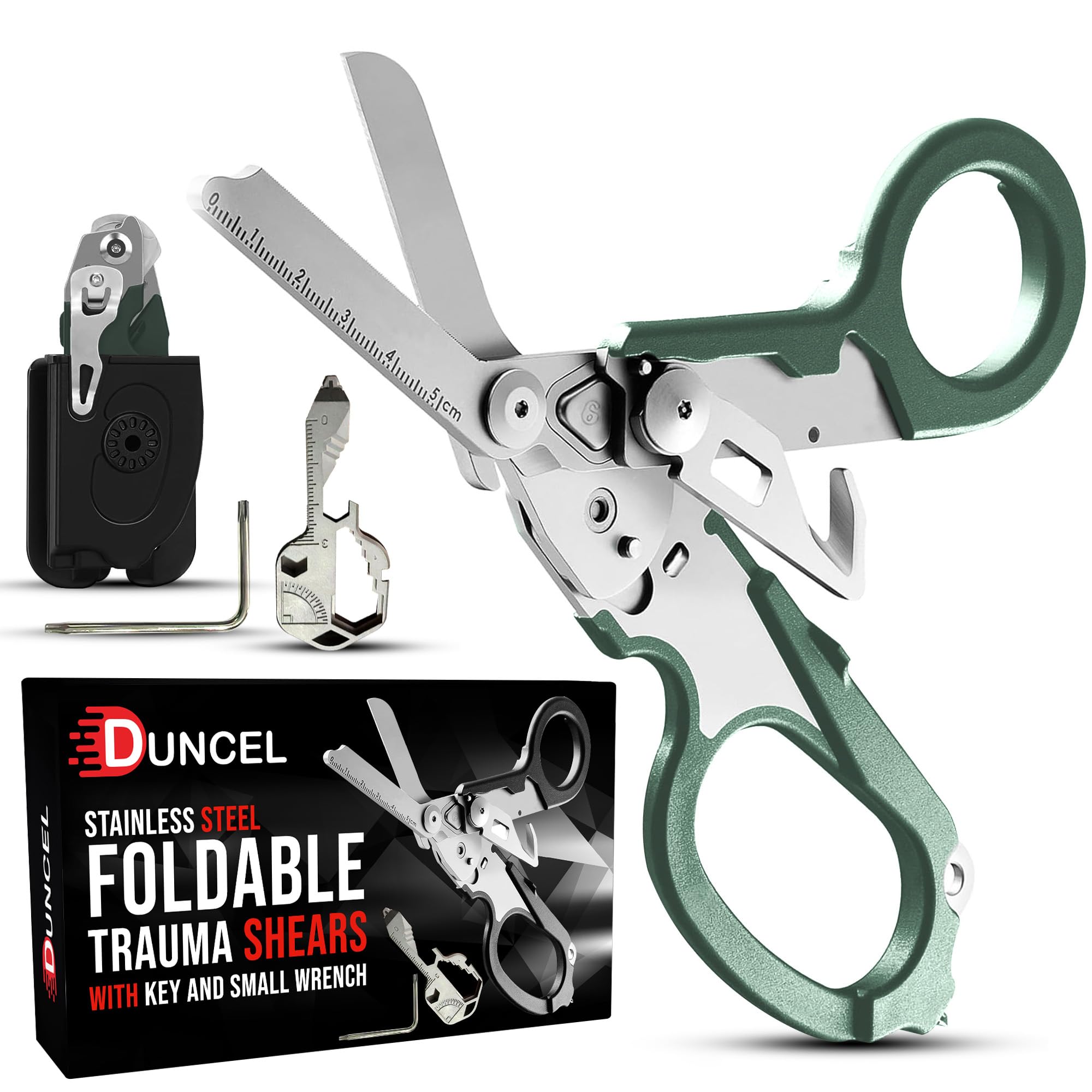 Pro 6-in-1 Multifunctional Trauma Shears Foldable - Stainless Steel Medical Scissors for Nurses - Raptor Trauma Shears with Glass Breaker - Surgical