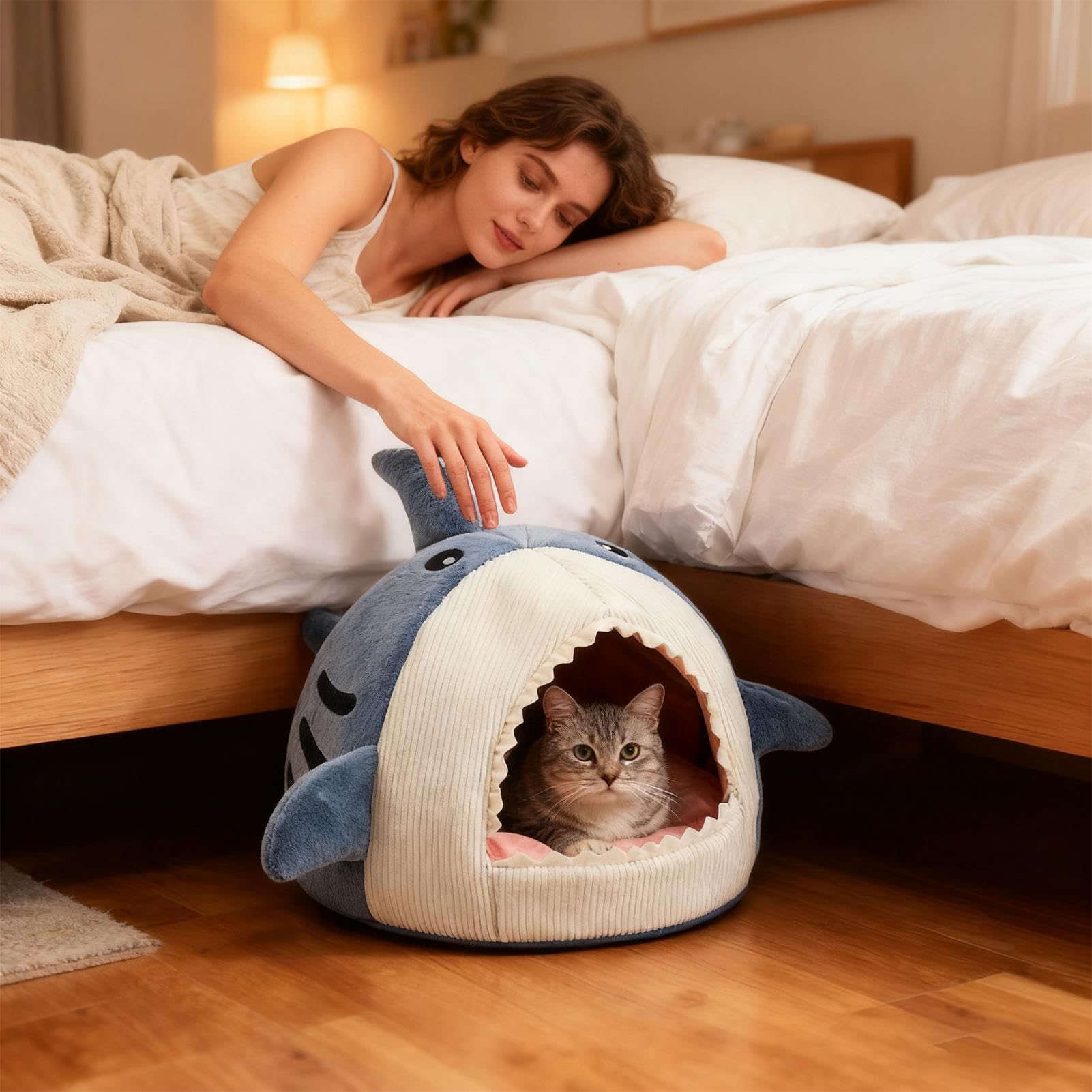 Casa De Tiburón De Felpa Lavable: para Gato/Perro Pequeño, Escondite Y Duradero, Muebles De Interior Duraderos, Solución Ideal para Dormir | Rincón Relajante Y Confiable para Dormitorio