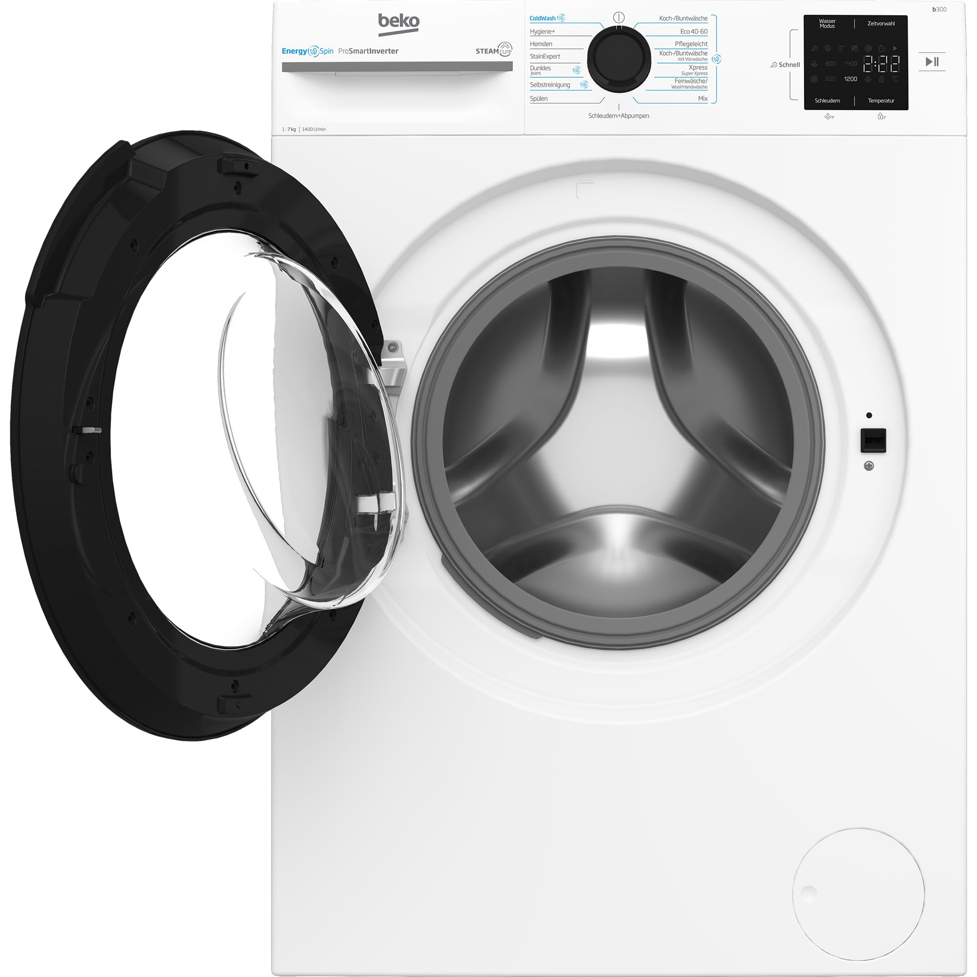 Beko BM3WFU3741X freistehende Waschmaschine 7 kg 1400 U/min Dampffunktion Hygiene+ Coldwash Weiß