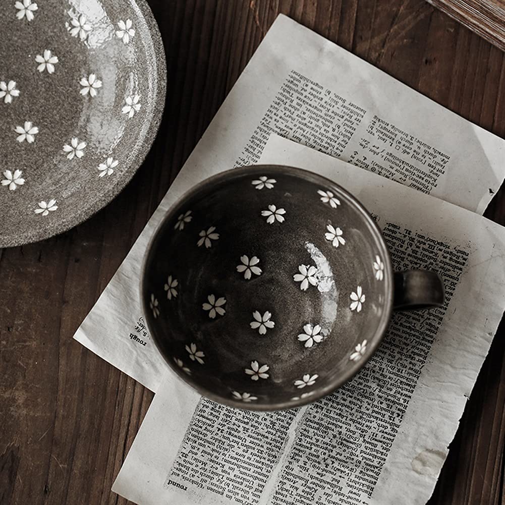 Ceramiczne kubki do kawy i spodki, filiżanki do espresso, filiżanki do herbaty, kubki do picia, kubki do napojów, kubki śniadaniowe z uchwytem