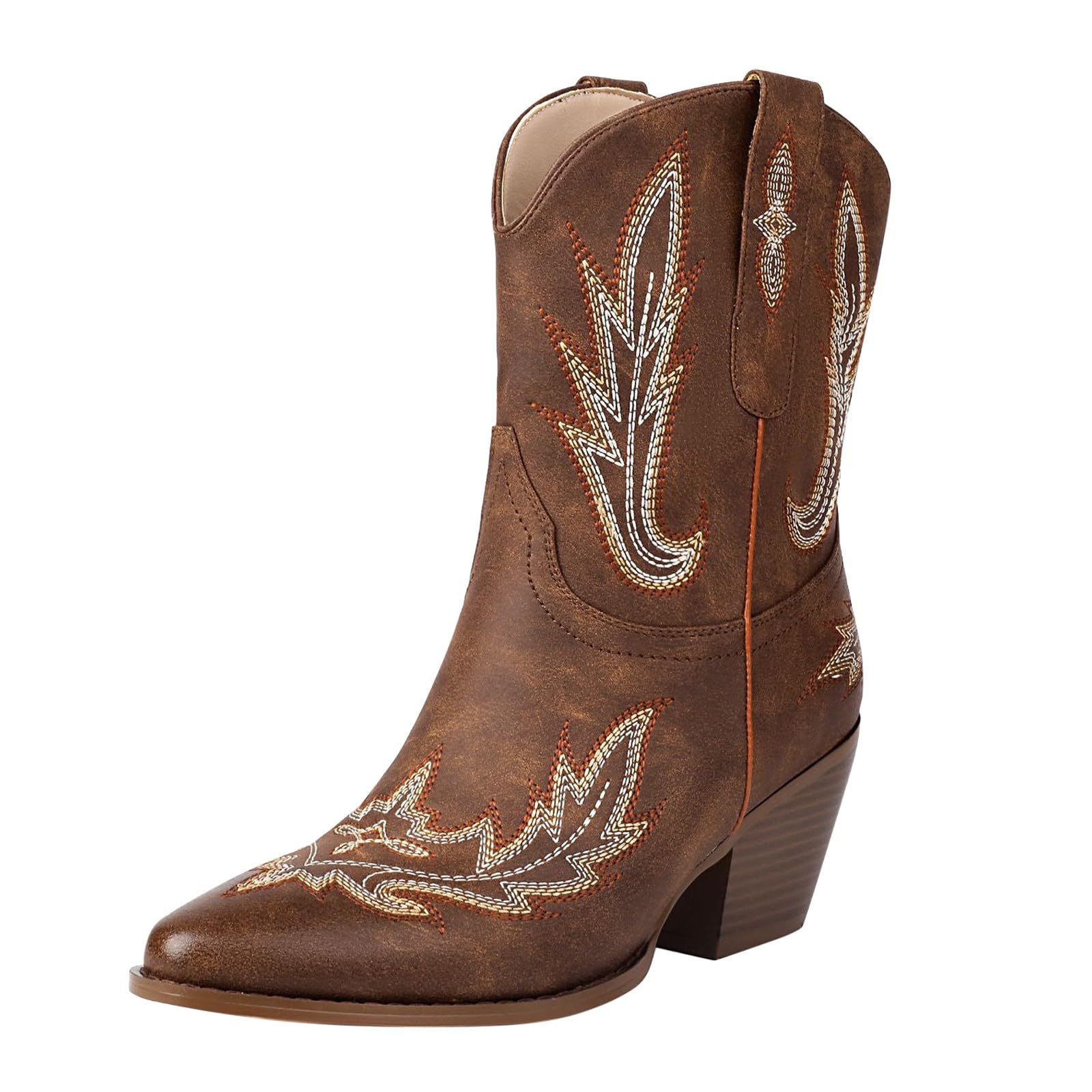 HOOUDO Botas Cowboy Mujer,Botas de Invierno Mujer,Elegantes Cómoda Campera Botines Mujers Media Botines Mujers Invierno en Piel con Tacon Casual o de Fiesta