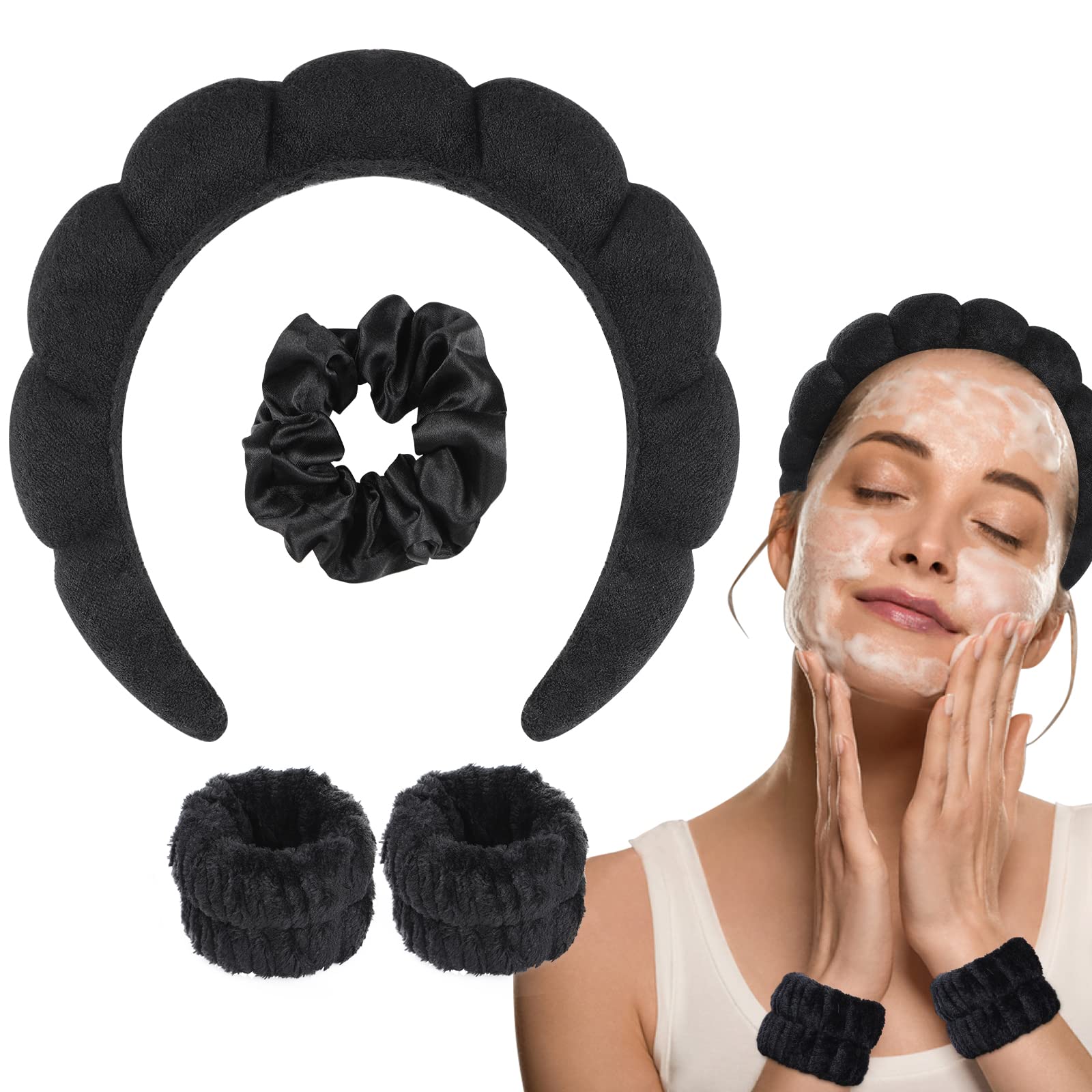 WFWJ Damen Spa Stirnband Aus Schwamm & Frottee – Zum Waschen, Make-up Entfernen & Für Hautpflege