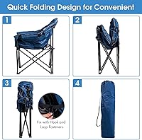 Vista 4 de Giantex Silla de camping portátil, silla plegable para exteriores con platillo de luna para césped con asiento acolchado suave, portavasos y bolsa