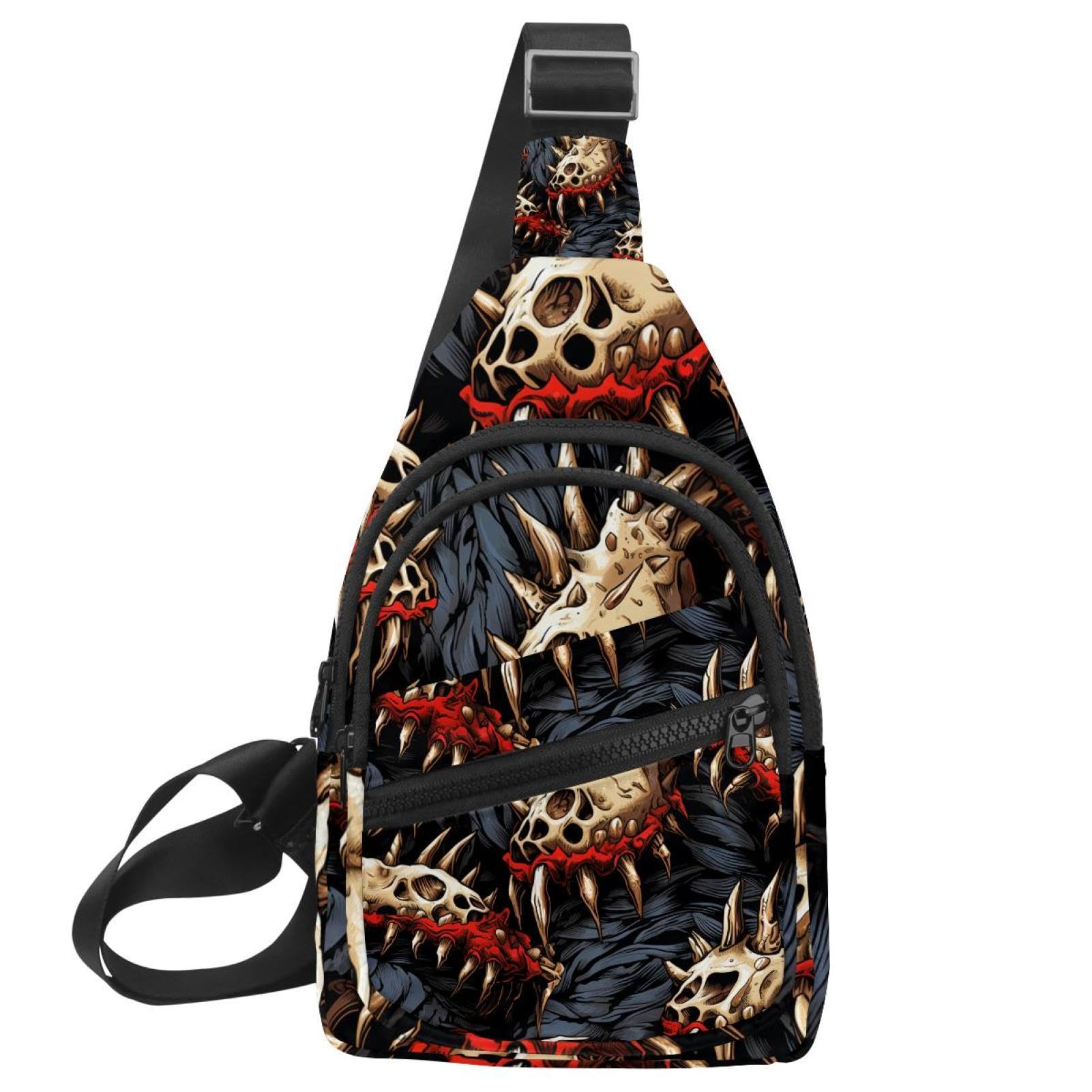 Mochila cruzada urbana con calaveras para viajar y correr 7