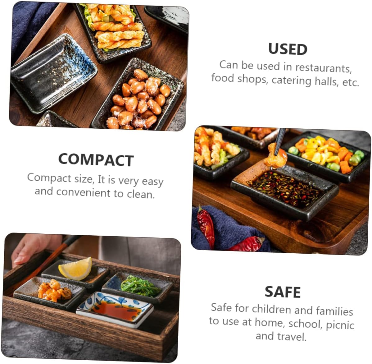 OUNONA 4pcs Rectangular Sauce Plate Japanese Style Sauce Dishes for Dipping Ceramic Bowls