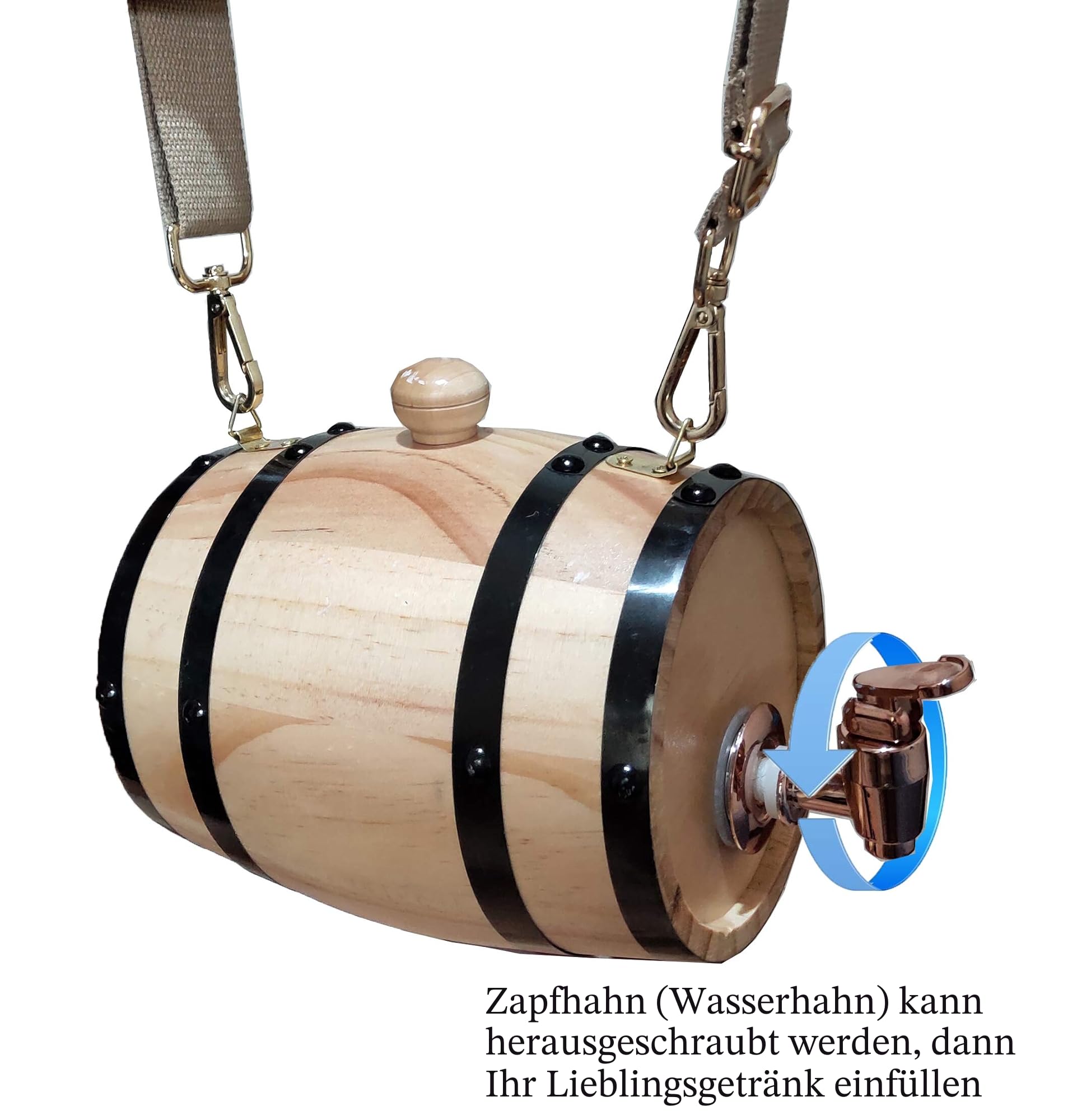 bernhardiner Rettsfass-Halsband, Whiskeyfass-Kit mit Fassornament, 1/2 Liter großes Fass mit verstellbaren Ringen