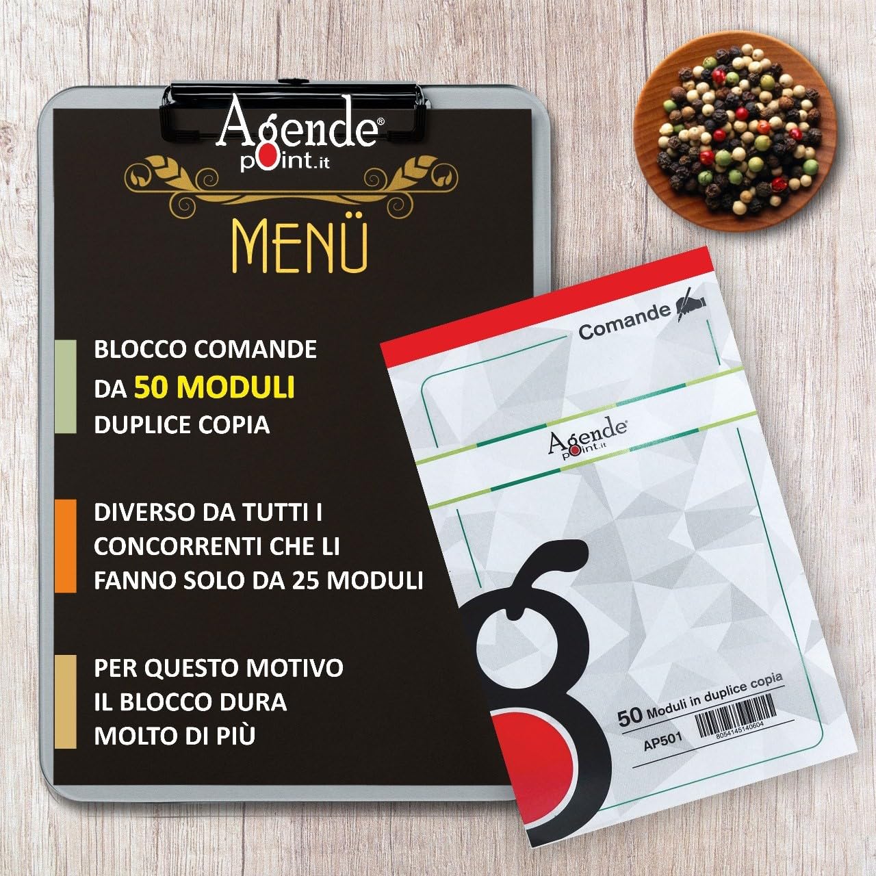 Agendepoint.it Blocchi Comande Maxi A 2 Copie Autoricalcanti Da 50 Moduli Per Bloccchetto 16,5x10,5