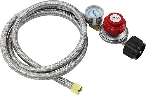 Miniatura 7 de MENSI Regulador de propano ajustable de alta presión de 0-30PSI con manguera trenzada de 60 pulgadas para cocina de fundición, olla de pavo