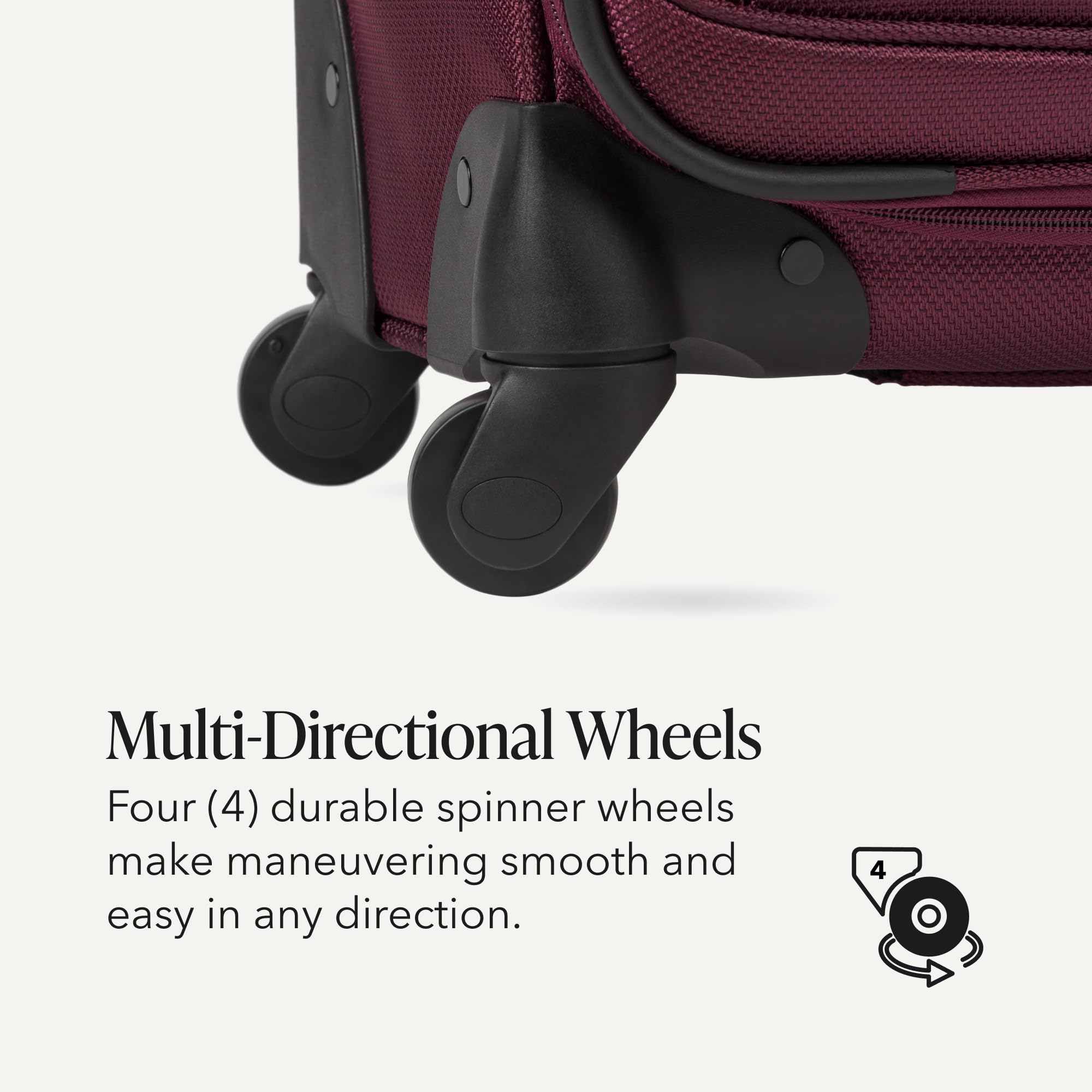 SWISSGEAR Sion Softside Expandable Spinner Luggage Durable Lightweight Travel Suitcase, Merlot, 2-Piece Set (Carry-On/Large) view 7