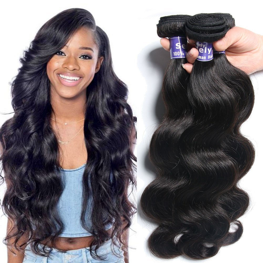 Semmely 8A Peruvian Body Wave Human Hair 3 Bundles Virgin Hair Weave 12 14 16inch Human Hair Bundles 300g Natural Black