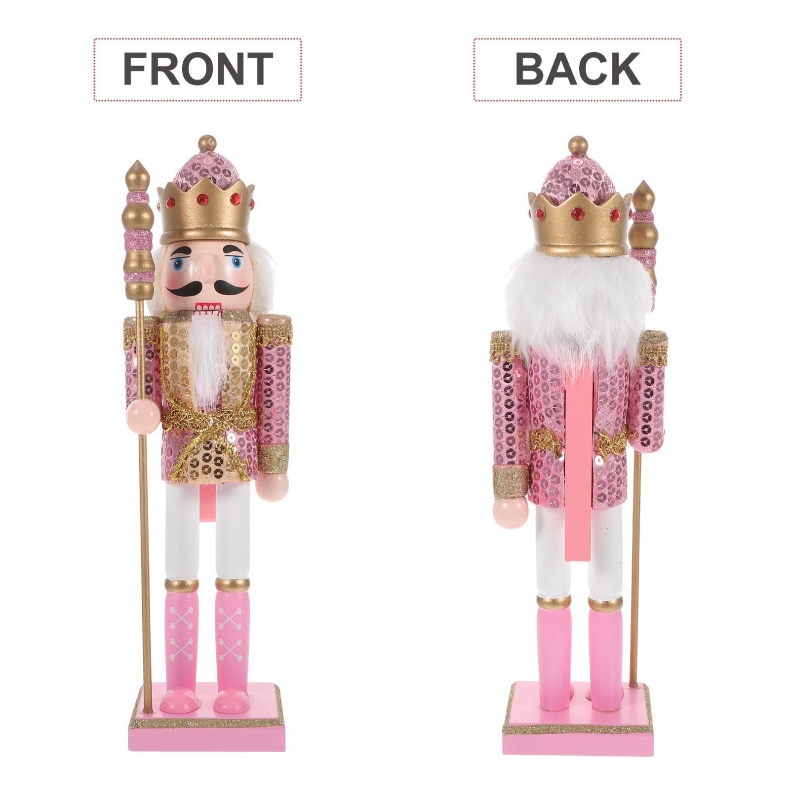 Cascanueces Rosa de Garneck: par de Adornos navideños de Cascanueces, Hermoso con bastón Estatua de con Purpurina (11,79 Pulgadas)