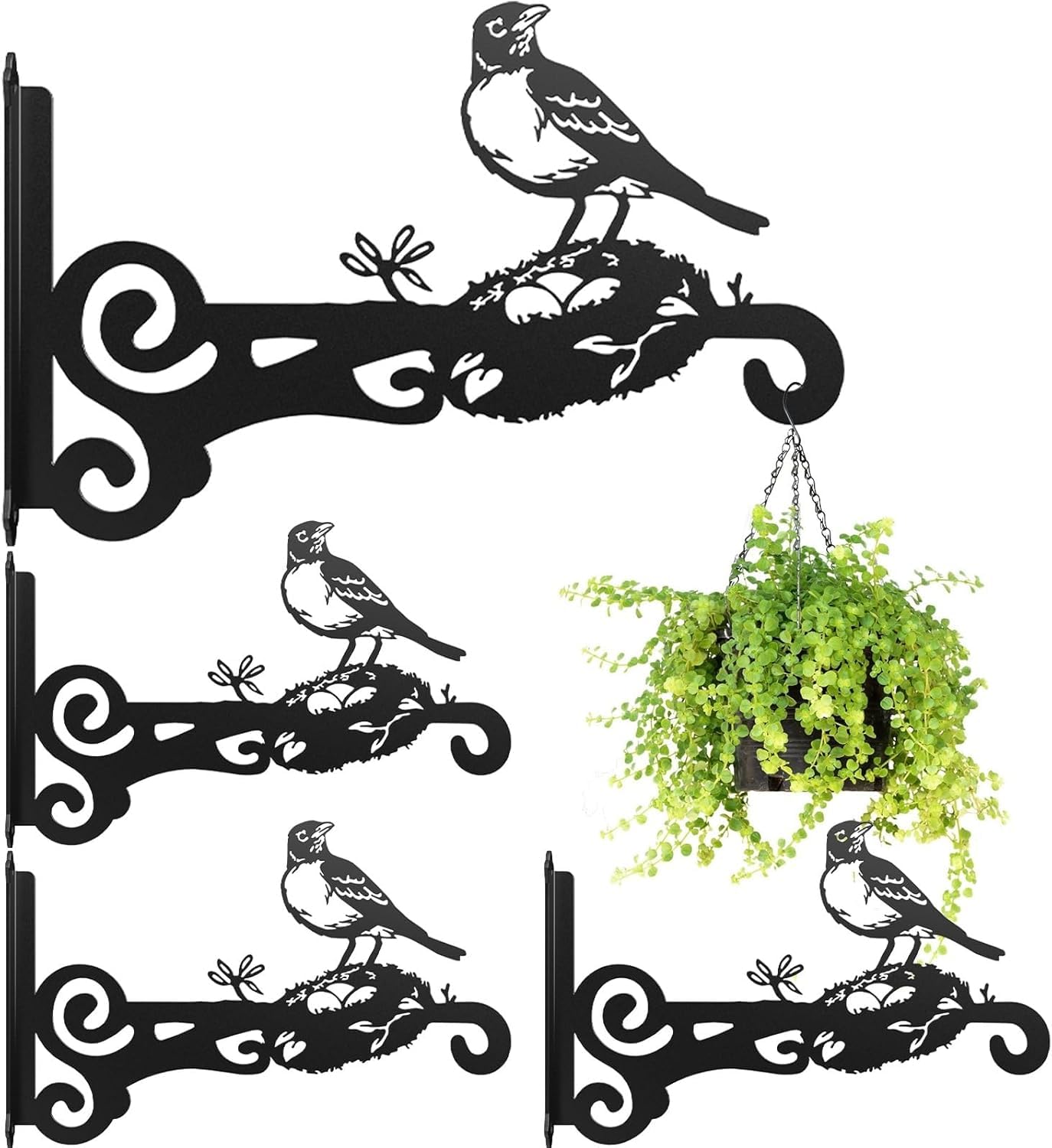 Ziwijity 2er-Set Metall Pflanzenaufhänger, Wandpflanzenhänger Stabile Wandhaken, Blumenampel Haken für Pflanzen, Vogelfutterhäuser, Windspiele & Laternen,Rostfrei Hängehalterungen