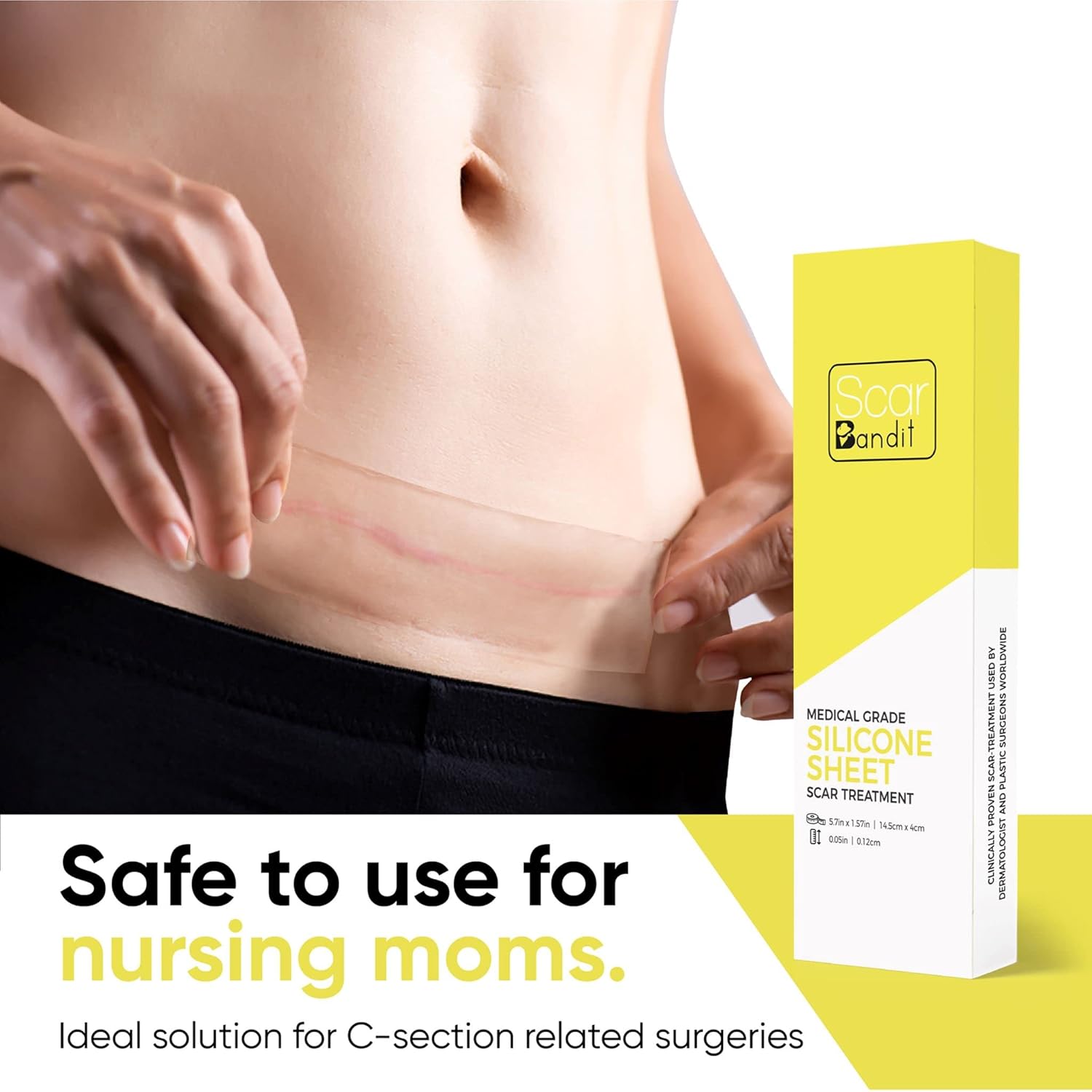 Scarbandit Silicone Scar Strips, Reusable & Waterproof, Clear Silicone Scar Sheets for C-Section, Burn & Stretch Mark Removal Scar Tape, Scar Treatment for Surgical Scars – 4pcs, 5.91in x 1.18in - Image 6