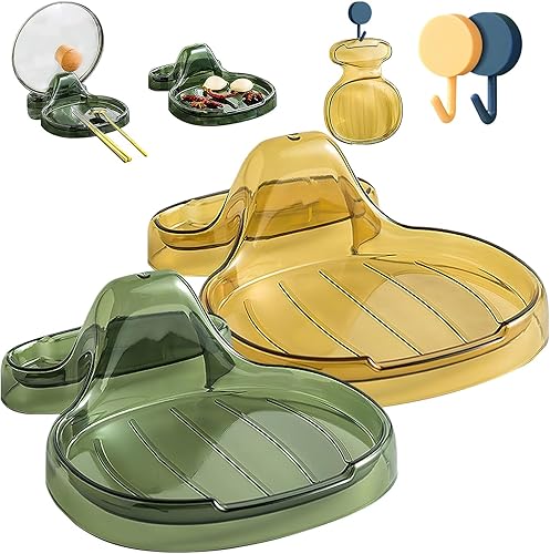 2 espátulas de cocina multifuncionales, soporte versátil para tapa de olla, soporte de cuchara de plástico de grado alimenticio para múltiples