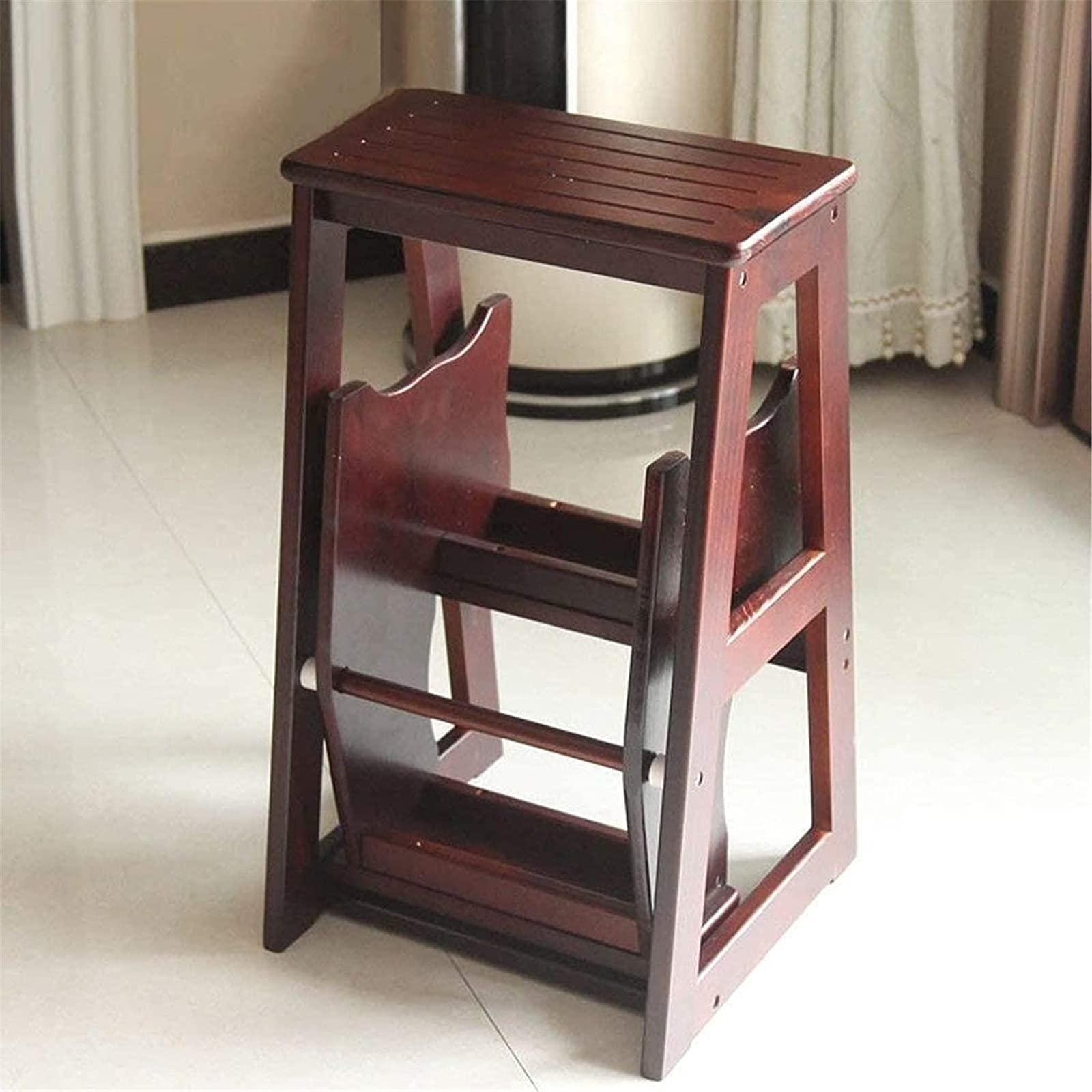 Taburete Plegable de Madera de 3 Niveles, Silla portátil para escaleras, Antideslizante, Resistente y Duradero, Ideal para la Cocina, como Escalera de Almacenamiento o para Ahorrar