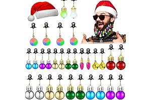 31-Piece Christmas Beard Ornaments Light Up with Santa Hat for Festive Facial Hair