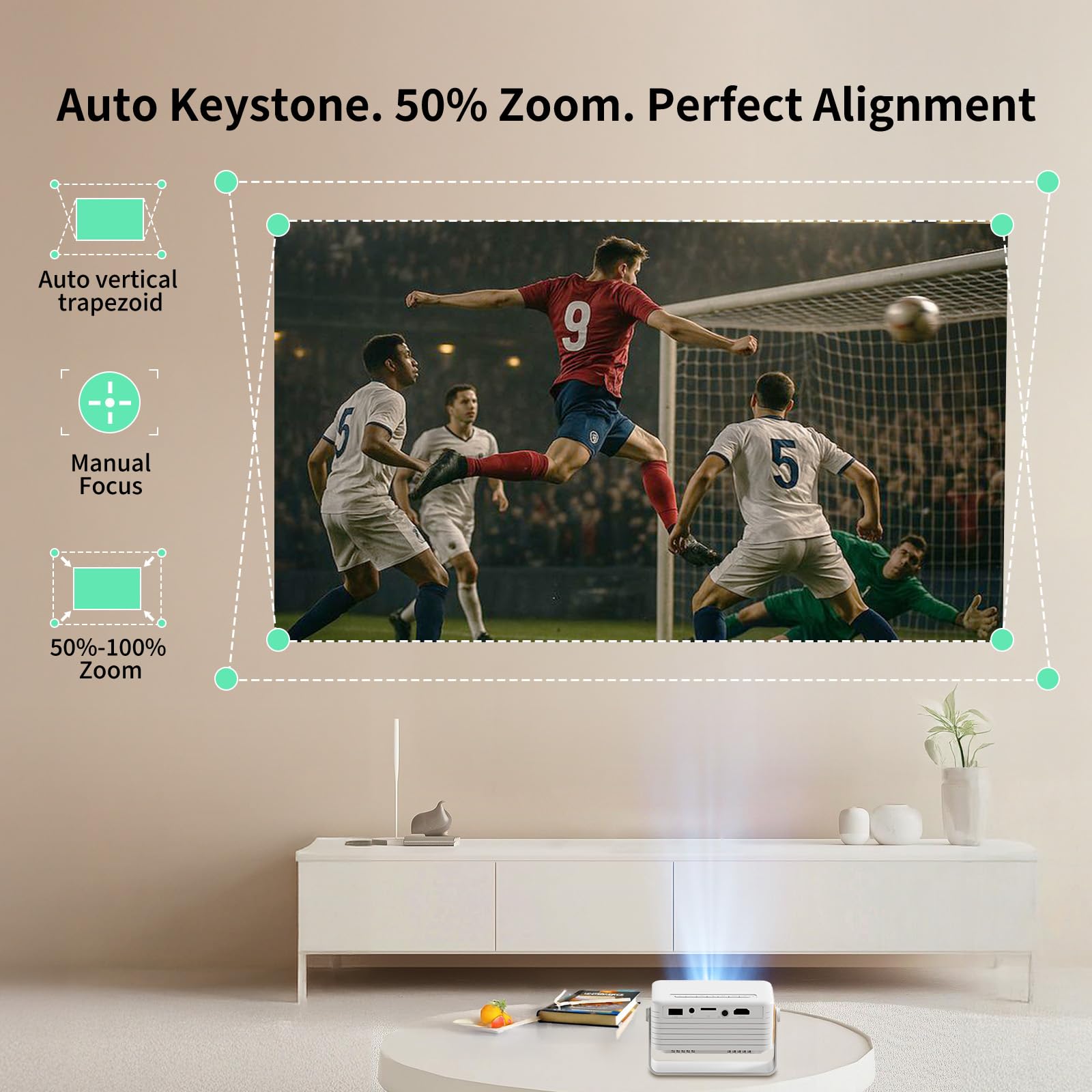 Yoton Y3 Mini Proiettore 15000 Lumens 4K Full HD 1080P Videoproiettore Portatile Auto Keystone Zoom 50%