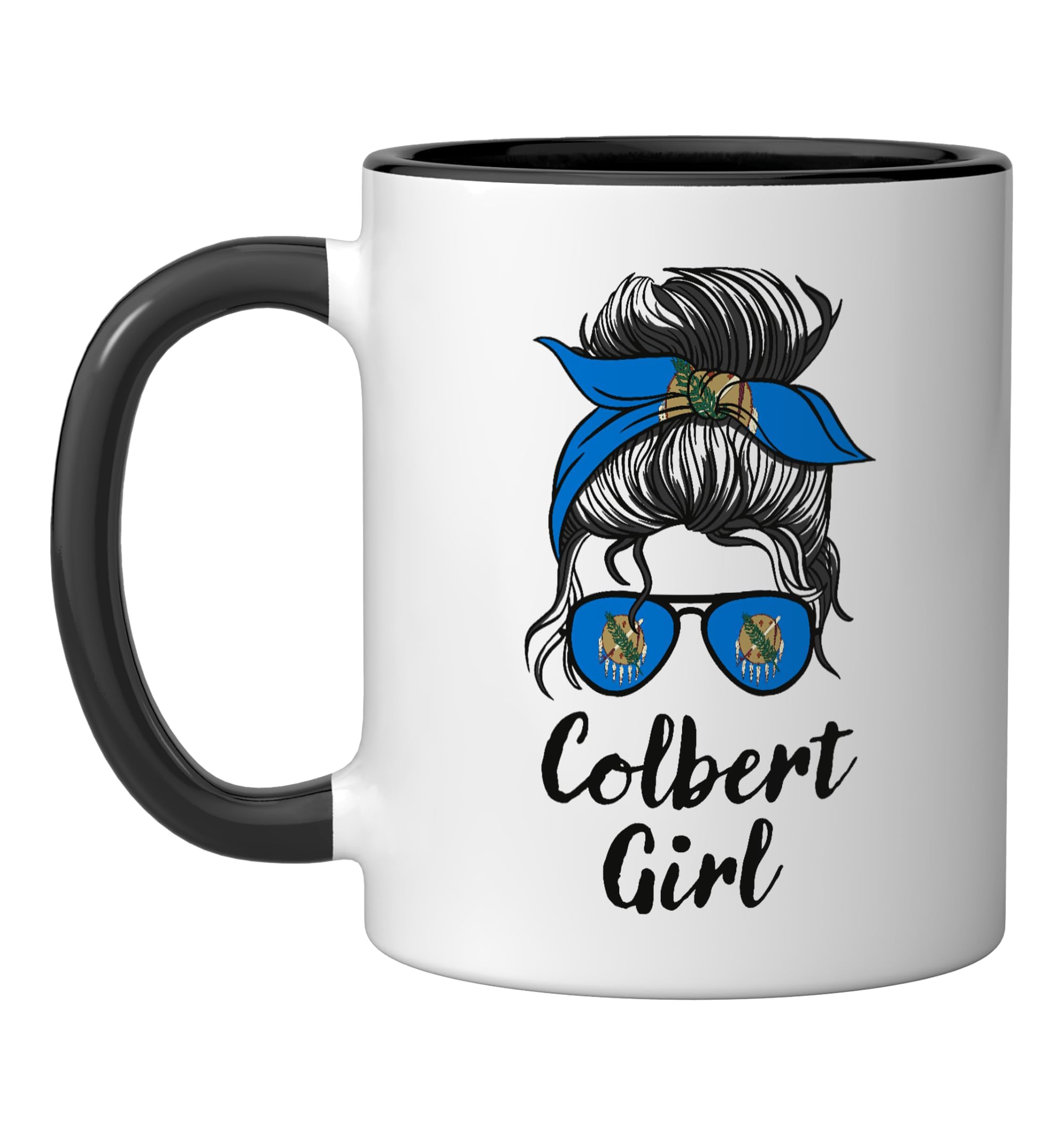Colbert Oklahoma Women Girl Ceramic Mug, Black/White, 11oz