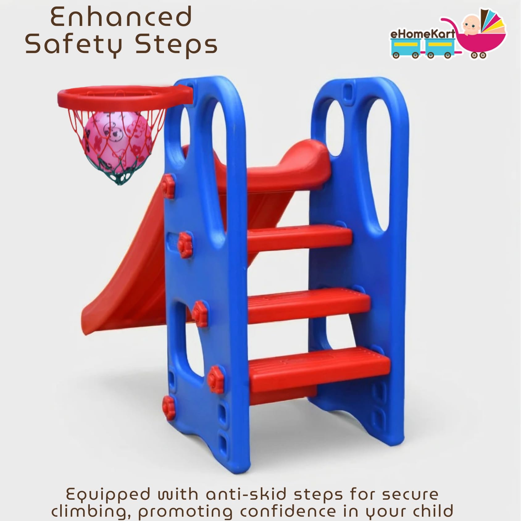 HerHome Slide for Kids - Super Senior Slider with Basketball Ring Toy - for Boys and Girls Perfect Slides/Toys for Home, Indoor or Outdoor 2