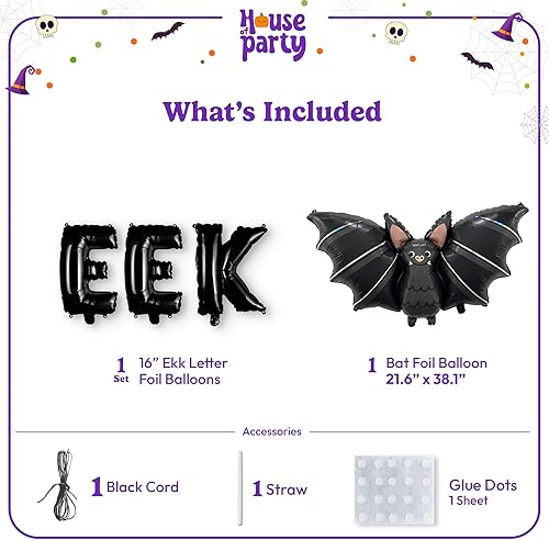 Miniatura 8 de HOUSE OF PARTY Kit de globos de calabaza de murciélago de Halloween, globo de papel de aluminio, decoraciones de calabaza de Halloween, globos jumbo