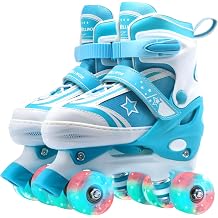 Kids Roller Skates for Boys Girls, 4 Size Adjustable Kids Rollerskates with Light Up Wheels Roller Skates for Boys Girls Ages 5-8 8-12