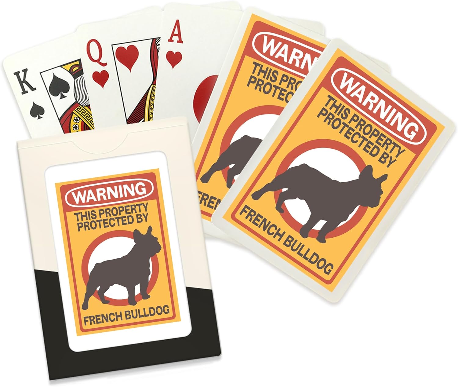 Lantern Press Warning, French Bulldog, 52 Playing Cards for Adults, Poker Size Card Deck
