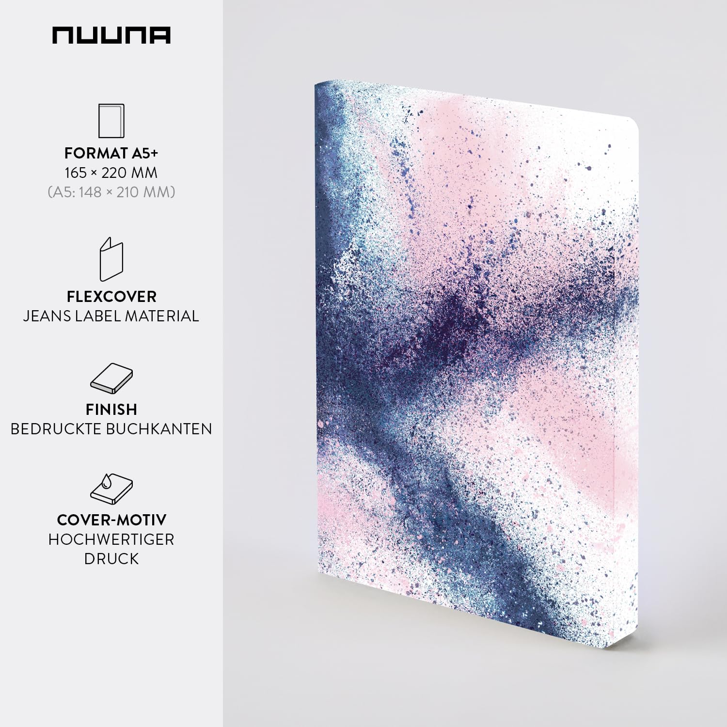 Nuuna Notizbuch A5+ Composition L - Splash, veganer Einband weiß